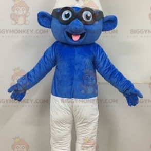 BIGGYMONKEY™ Mascotte Kostuum Bril Smurf Beroemd Karakter Blauw