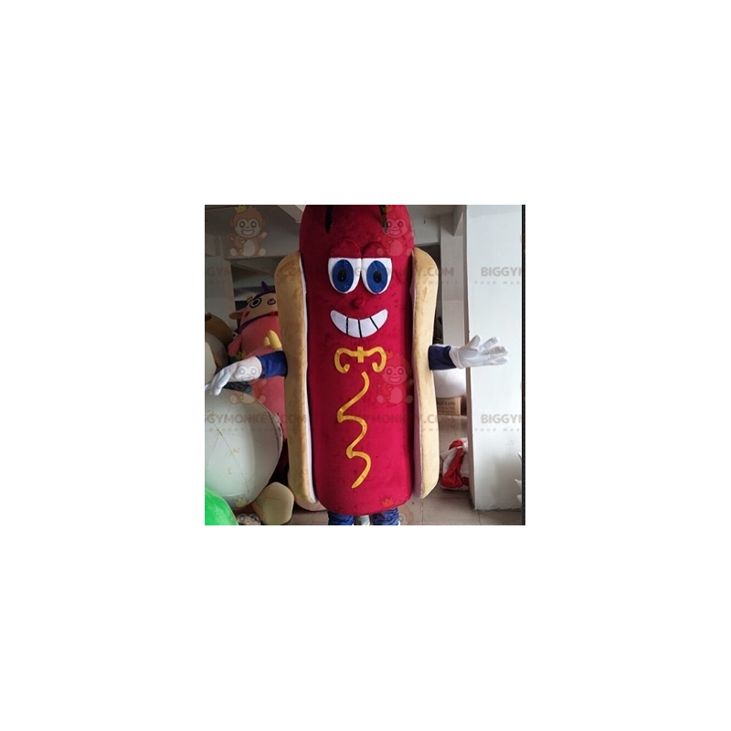 Kæmpe Hot Dog BIGGYMONKEY™ maskotkostume. fastfood kostume -