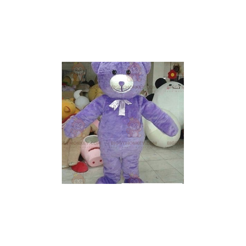 Cute and Cozy Purple Teddy Bear BIGGYMONKEY™ Mascot Costume –