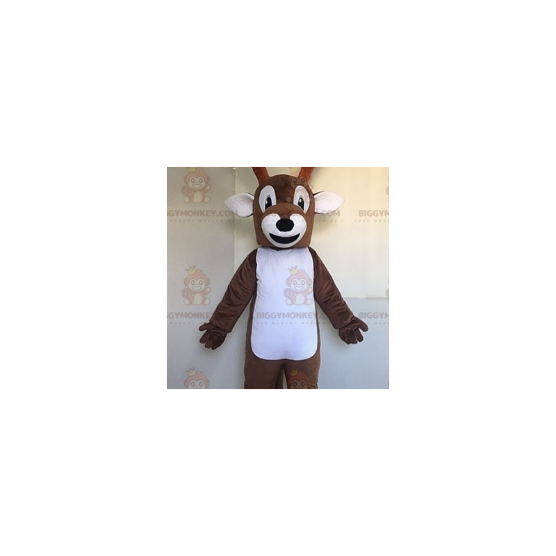 White and brown reindeer BIGGYMONKEY™ mascot costume. Moose