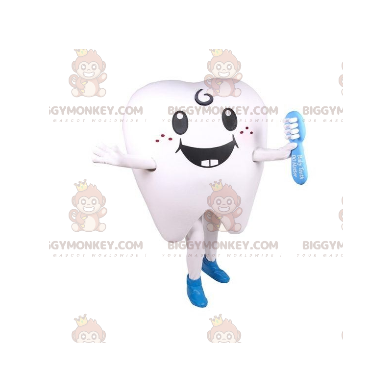 Giant White Tooth BIGGYMONKEY™ Mascot Costume with Toothbrush –