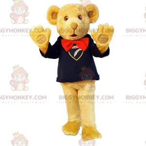 BIGGYMONKEY™ Mascot Costume Beige Teddy Bear With Bow Tie –
