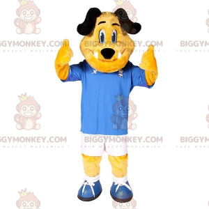 BIGGYMONKEY™ Maskottchen-Kostüm Gelber und schwarzer Hund in