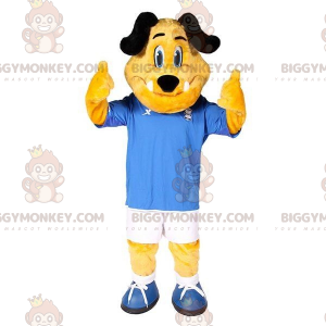 Traje de mascote BIGGYMONKEY™ cão amarelo e preto em roupas