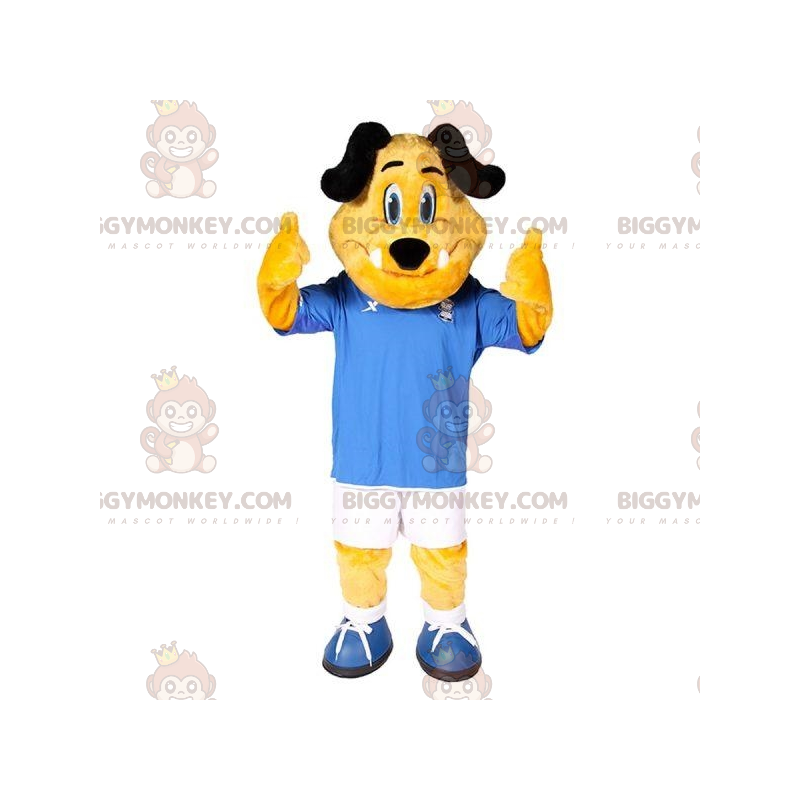Traje de mascote BIGGYMONKEY™ cão amarelo e preto em roupas