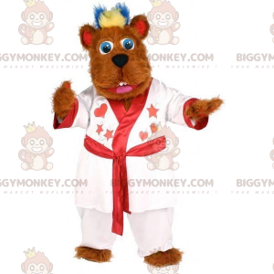BIGGYMONKEY™ Disfraz de mascota de perro marrón peludo con bata