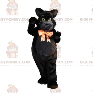 BIGGYMONKEY™ mascot costume of silky black cat with a pretty