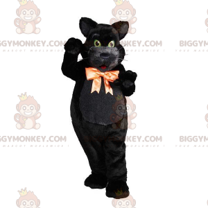 Costume de mascotte BIGGYMONKEY™ de chat noir soyeux avec un