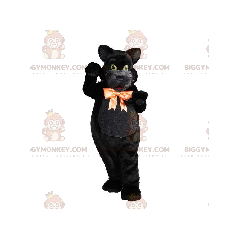 BIGGYMONKEY™ Maskottchenkostüm einer seidigen schwarzen Katze