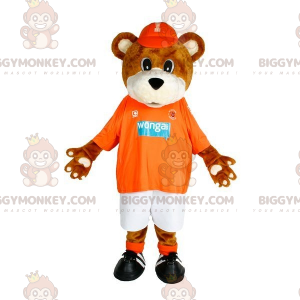 Kostým hnědobílého medvěda BIGGYMONKEY™ ve sportovním oblečení