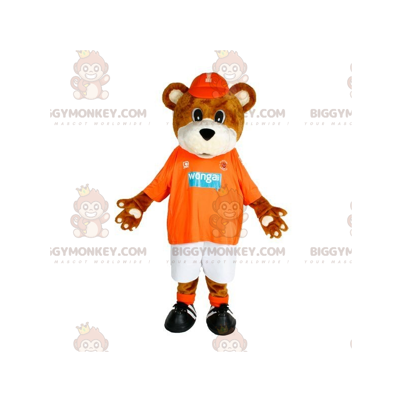 Brun og hvid bjørn BIGGYMONKEY™ maskotkostume i sportstøj -