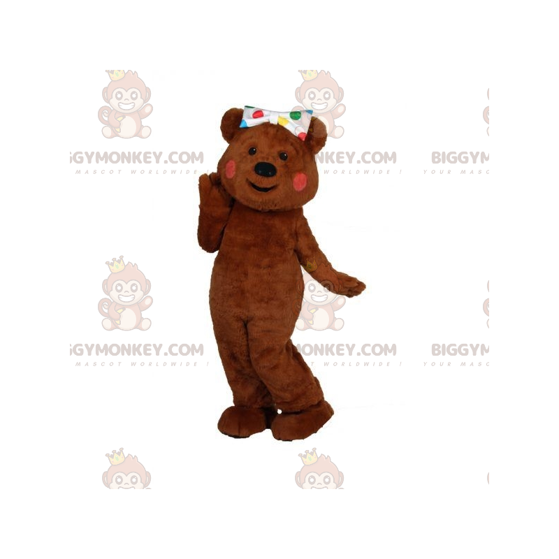 BIGGYMONKEY™ Costume da mascotte Teddy marrone con guance rosse