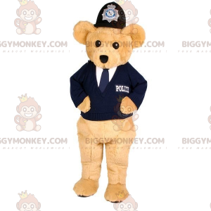 BIGGYMONKEY™ μασκότ στολή μπεζ αρκούδα με στολή αστυνομικού -
