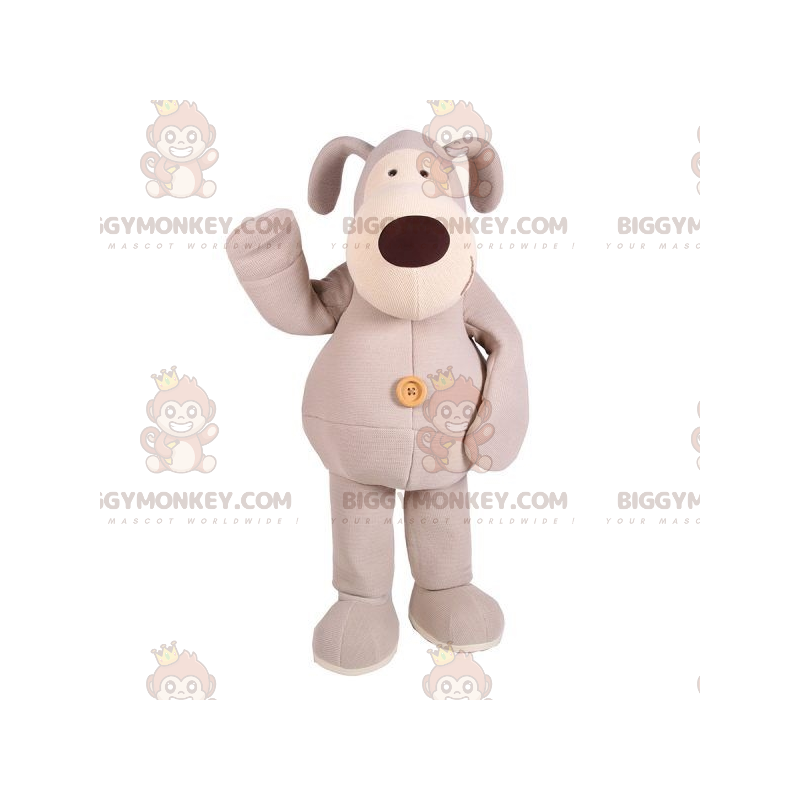 Costume mascotte BIGGYMONKEY™ cane di peluche grigio e bianco -