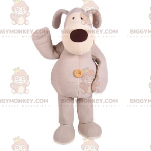 Costume mascotte BIGGYMONKEY™ cane di peluche grigio e bianco -