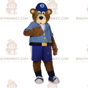 Costume de mascotte BIGGYMONKEY™ d'ours marron habillé d'une