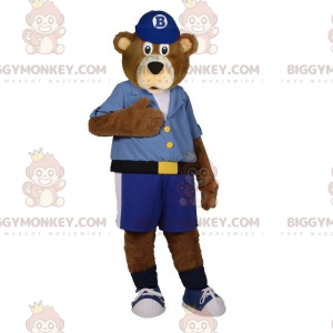 Traje de mascote de urso pardo BIGGYMONKEY™ vestido com camisa