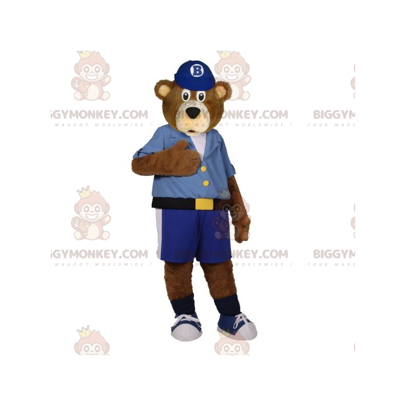 Traje de mascote de urso pardo BIGGYMONKEY™ vestido com camisa