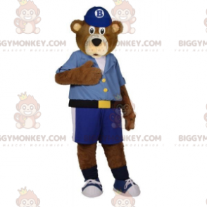 Bruine beer BIGGYMONKEY™ mascottekostuum gekleed in shirt met