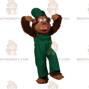 Behaarter Affe BIGGYMONKEY™ Maskottchenkostüm in grünem Outfit