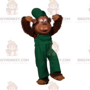 Harige aap BIGGYMONKEY™ mascottekostuum gekleed in groene