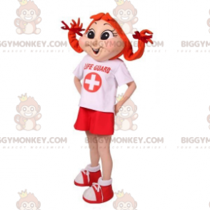 Redhead Girl BIGGYMONKEY™ Mascot Costume With Pigtails –