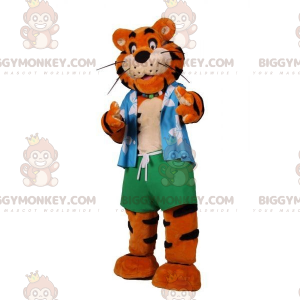 Orange och svart tiger BIGGYMONKEY™ Mascot Costume Vacationer