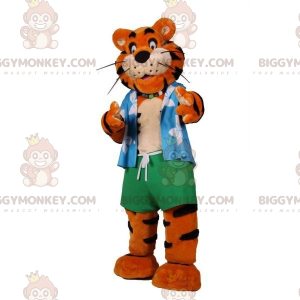 Orange und schwarzer Tiger BIGGYMONKEY™ Maskottchenkostüm