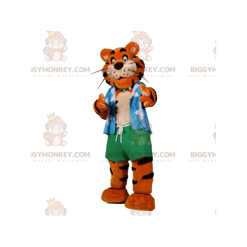 Orange och svart tiger BIGGYMONKEY™ Mascot Costume Vacationer