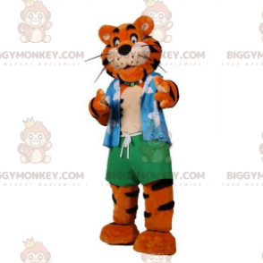 Orange und schwarzer Tiger BIGGYMONKEY™ Maskottchenkostüm