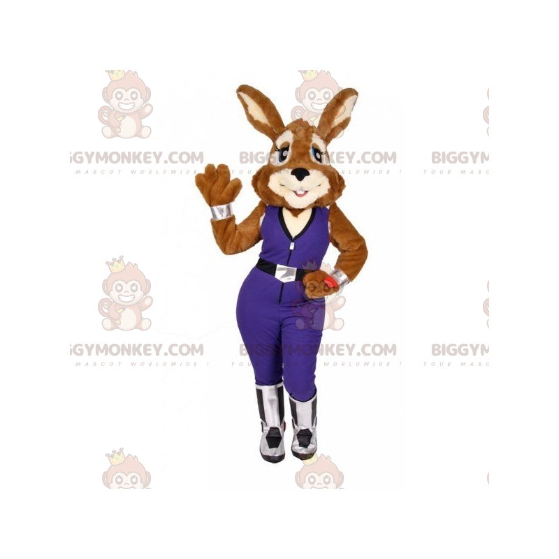 Bunny BIGGYMONKEY™ mascottekostuum met jumpsuit.