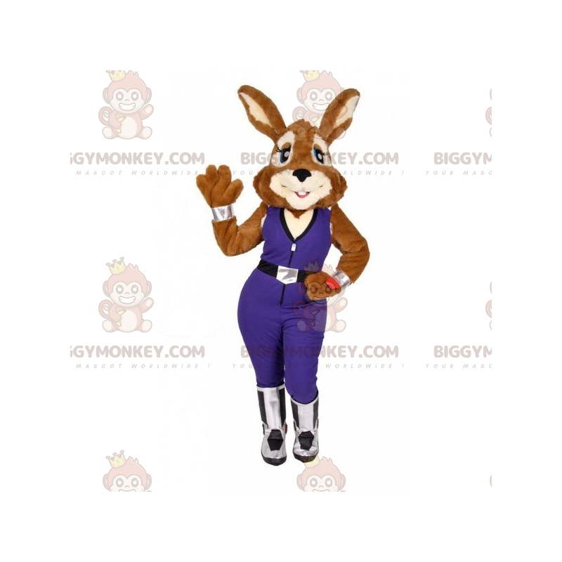 Bunny BIGGYMONKEY™ maskotdräkt med jumpsuit. kanin kostym -