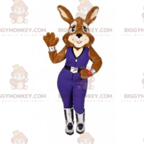 Bunny BIGGYMONKEY™ Maskottchenkostüm mit Overall. Hasenkostüm -