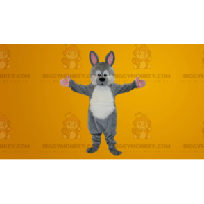 Disfraz de mascota de conejo gris y blanco BIGGYMONKEY™ -