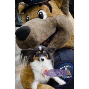 Στολή μασκότ καφέ σκύλου BIGGYMONKEY™ ντυμένη ως αστυνομικός -