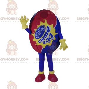 Punainen ja sininen Giant Egg BIGGYMONKEY™ maskottiasu.