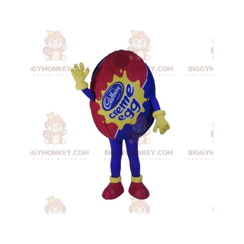 Costume da mascotte BIGGYMONKEY™ Uovo gigante rosso e blu.