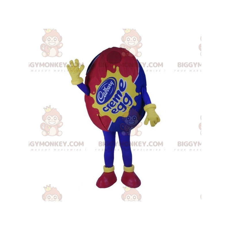 Punainen ja sininen Giant Egg BIGGYMONKEY™ maskottiasu.