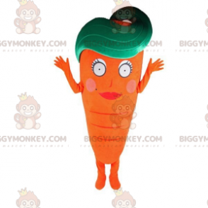 Fantasia de mascote gigante laranja e cenoura verde