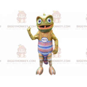 Traje de mascote camaleão BIGGYMONKEY™ com camisa colorida –