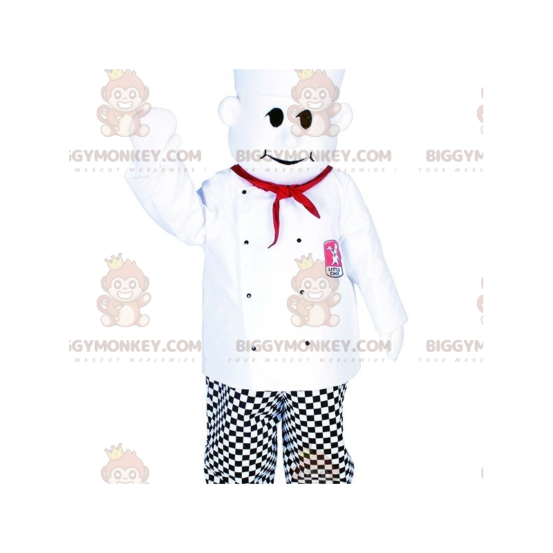 Traje de mascote Chef BIGGYMONKEY™ com chapéu. fantasia de chef