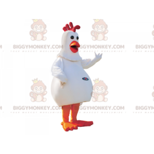 Costume da mascotte gigante bianco e rosso gallina BIGGYMONKEY™