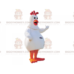 Jättiläinen valkoinen ja punainen kana BIGGYMONKEY™ maskottiasu