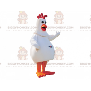 Fantasia de mascote de galinha gigante branca e vermelha