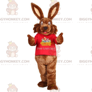 Mjuk och söt brun kanin BIGGYMONKEY™ maskotdräkt. kanin kostym