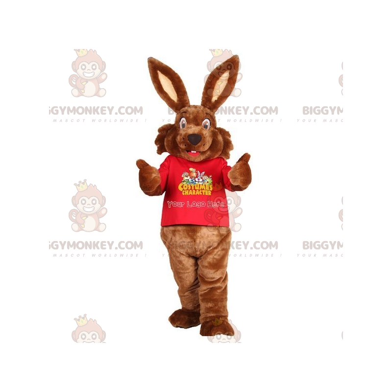 Blødt og sødt brun kanin BIGGYMONKEY™ maskotkostume. kanin