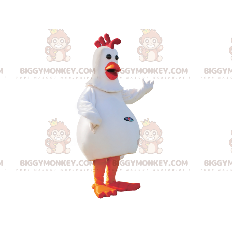 Costume de mascotte BIGGYMONKEY™ de poule dodue blanche et