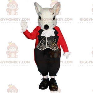 Hvid rotte BIGGYMONKEY™ maskotkostume med sort og rød elegant