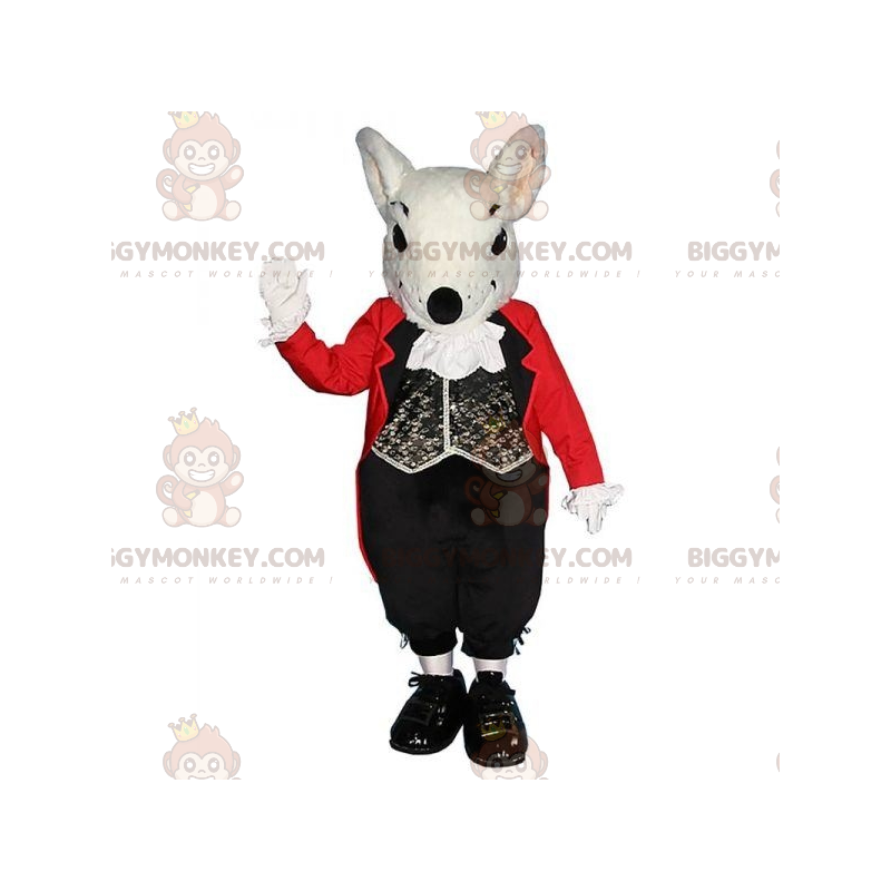 Costume de mascotte BIGGYMONKEY™ de rat blanc avec un costume