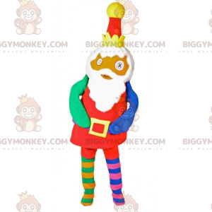 Kleurrijk BIGGYMONKEY™-mascottekostuum met kroon -
